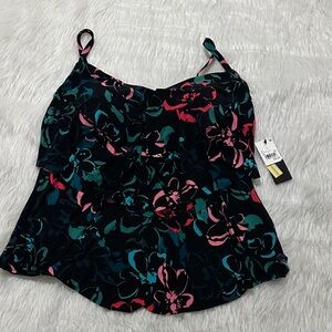 Aqua Green Floral Bikini Top - Black, Pink, Green